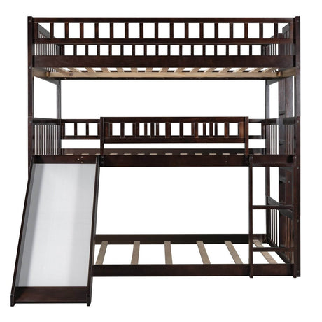 Full Triple Bed Solid Wood Built - In Ladder Slide - Veluna - Omega Lifestyles