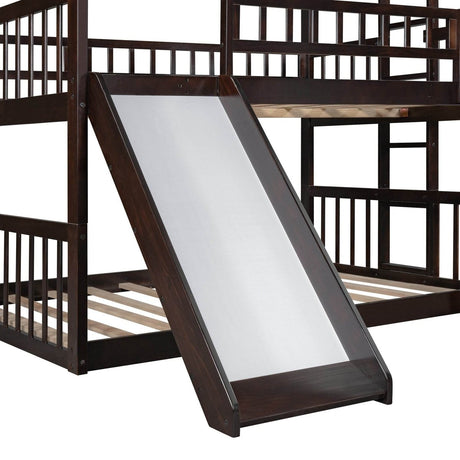 Full Triple Bed Solid Wood Built - In Ladder Slide - Veluna - Omega Lifestyles