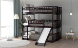 Full Triple Bed Solid Wood Built - In Ladder Slide - Veluna - Omega Lifestyles