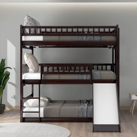 Full Triple Bed Solid Wood Built - In Ladder Slide - Veluna - Omega Lifestyles