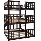 Full Triple Bed Solid Wood Built - In Ladder Slide - Veluna - Omega Lifestyles