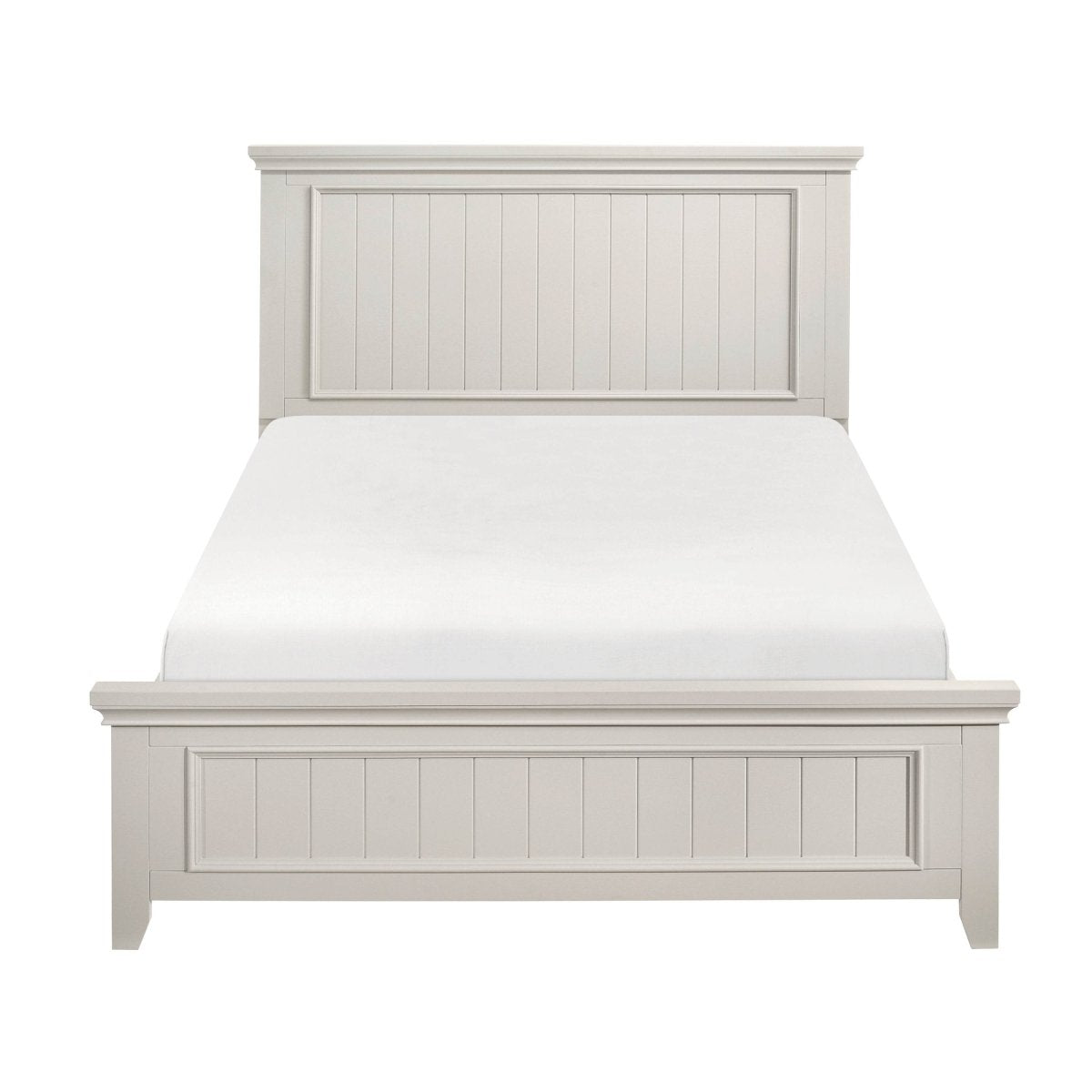 Full White Wood Farmhouse Panel Bed Frame - Veluna - Omega Lifestyles