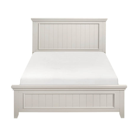 Full White Wood Farmhouse Panel Bed Frame - Veluna - Omega Lifestyles