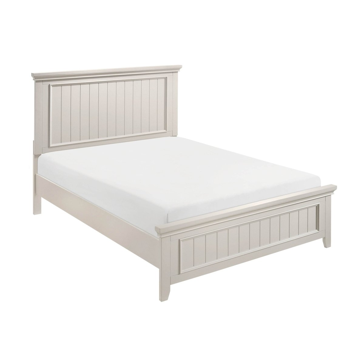 Full White Wood Farmhouse Panel Bed Frame - Veluna - Omega Lifestyles