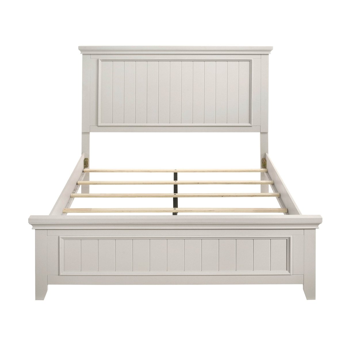 Full White Wood Farmhouse Panel Bed Frame - Veluna - Omega Lifestyles