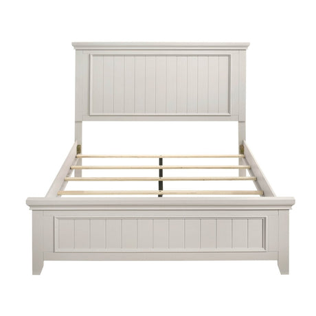 Full White Wood Farmhouse Panel Bed Frame - Veluna - Omega Lifestyles
