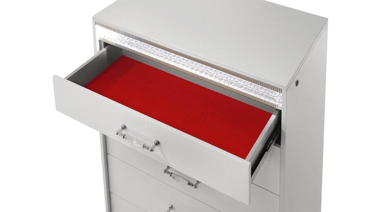 Glam Modern 5-Piece Queen Wood Bedroom Set With LED Lighting - Omega Lifestyles