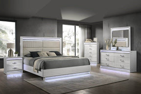 Glam Modern 5-Piece Queen Wood Bedroom Set With LED Lighting - Omega Lifestyles