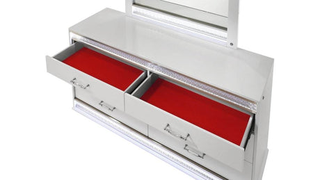 Glam Modern 5-Piece Queen Wood Bedroom Set With LED Lighting - Omega Lifestyles