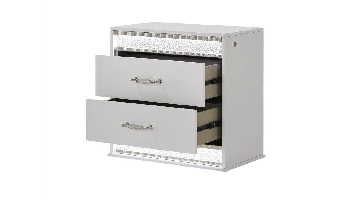 Glam Modern 5-Piece Queen Wood Bedroom Set With LED Lighting - Omega Lifestyles