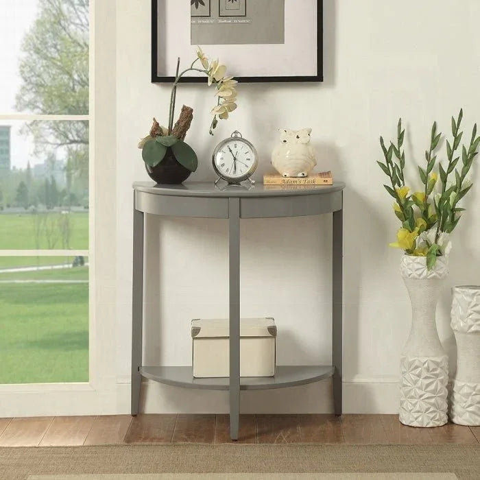 Gray Half Moon Synthetic Wood Console Table - Omega Lifestyles