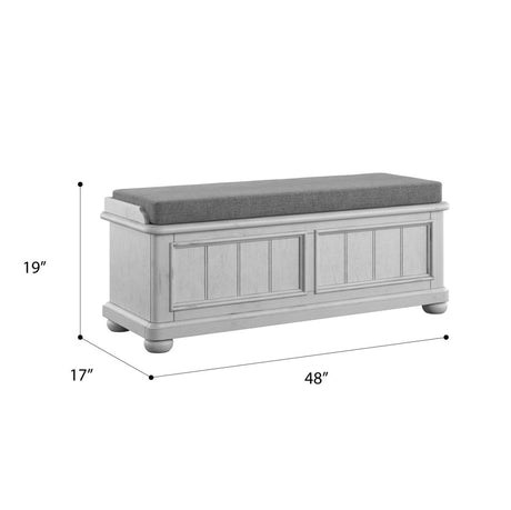 Gray Solid Wood Coastal Storage Bench - Veluna - Omega Lifestyles