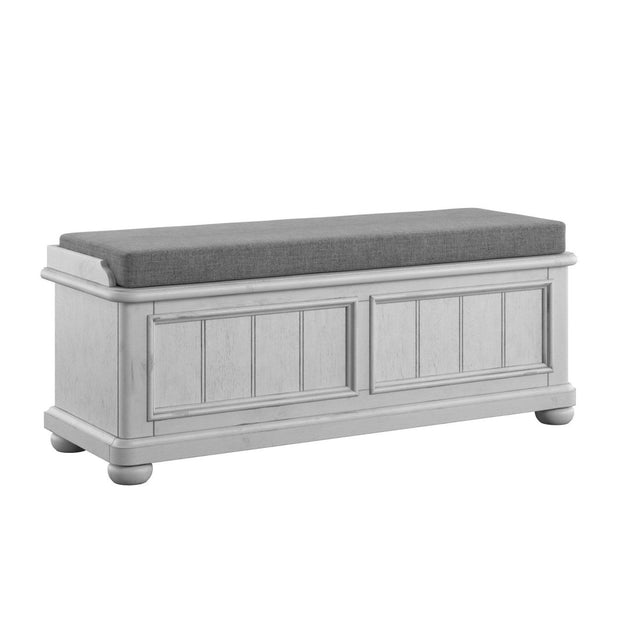 Gray Solid Wood Coastal Storage Bench - Veluna - Omega Lifestyles