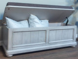 Gray Solid Wood Coastal Storage Bench - Veluna - Omega Lifestyles
