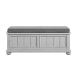 Gray Solid Wood Coastal Storage Bench - Veluna - Omega Lifestyles