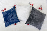 Gray Velvet Holiday Throw Pillow With Silver Snowflake Embroidery - Veluna - Omega Lifestyles