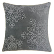 Gray Velvet Holiday Throw Pillow With Silver Snowflake Embroidery - Veluna - Omega Lifestyles
