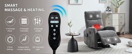 Heat Massage Recliner Chair With Swivel Rocker And Lumbar - Veluna - Omega Lifestyles