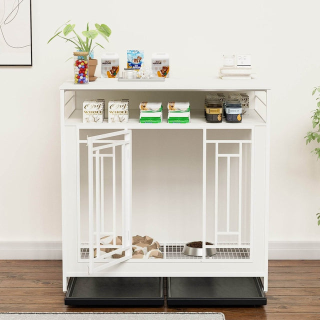 Heavy Duty Wooden Dog Crate Furniture With Storage - Omega Lifestyles