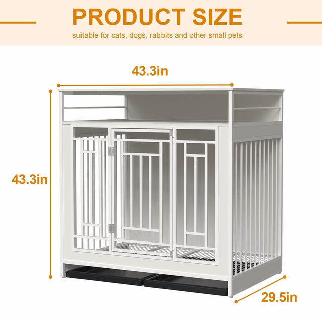 Heavy Duty Wooden Dog Crate Furniture With Storage - Omega Lifestyles