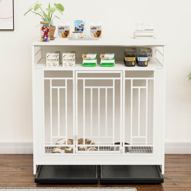 Heavy Duty Wooden Dog Crate Furniture With Storage - Omega Lifestyles