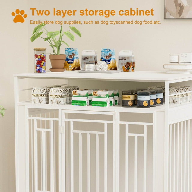 Heavy Duty Wooden Dog Crate Furniture With Storage - Omega Lifestyles