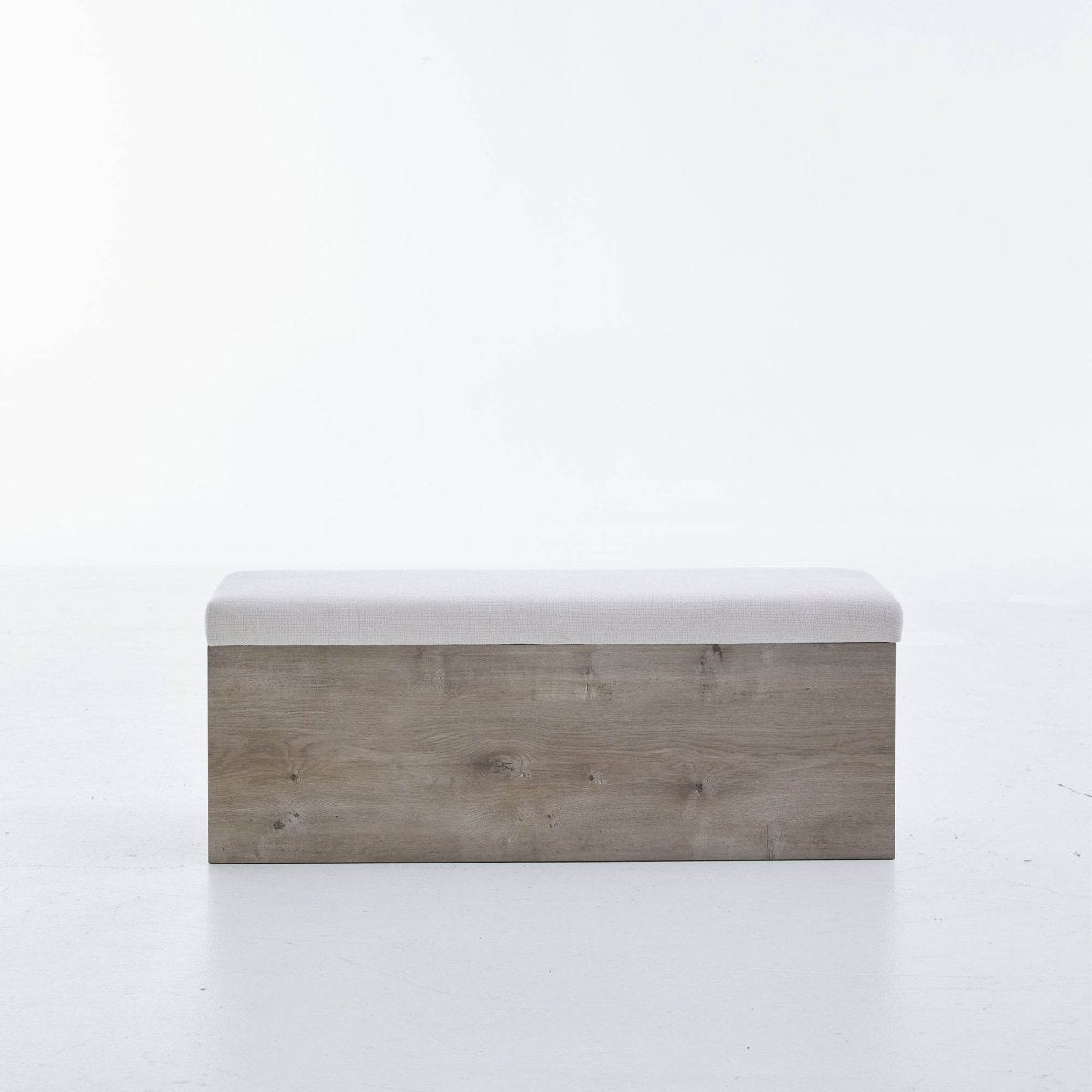 Ivory Canvas Upholstered Flip Top Storage Bench - Veluna - Omega Lifestyles