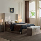 Ivory Canvas Upholstered Flip Top Storage Bench - Veluna - Omega Lifestyles