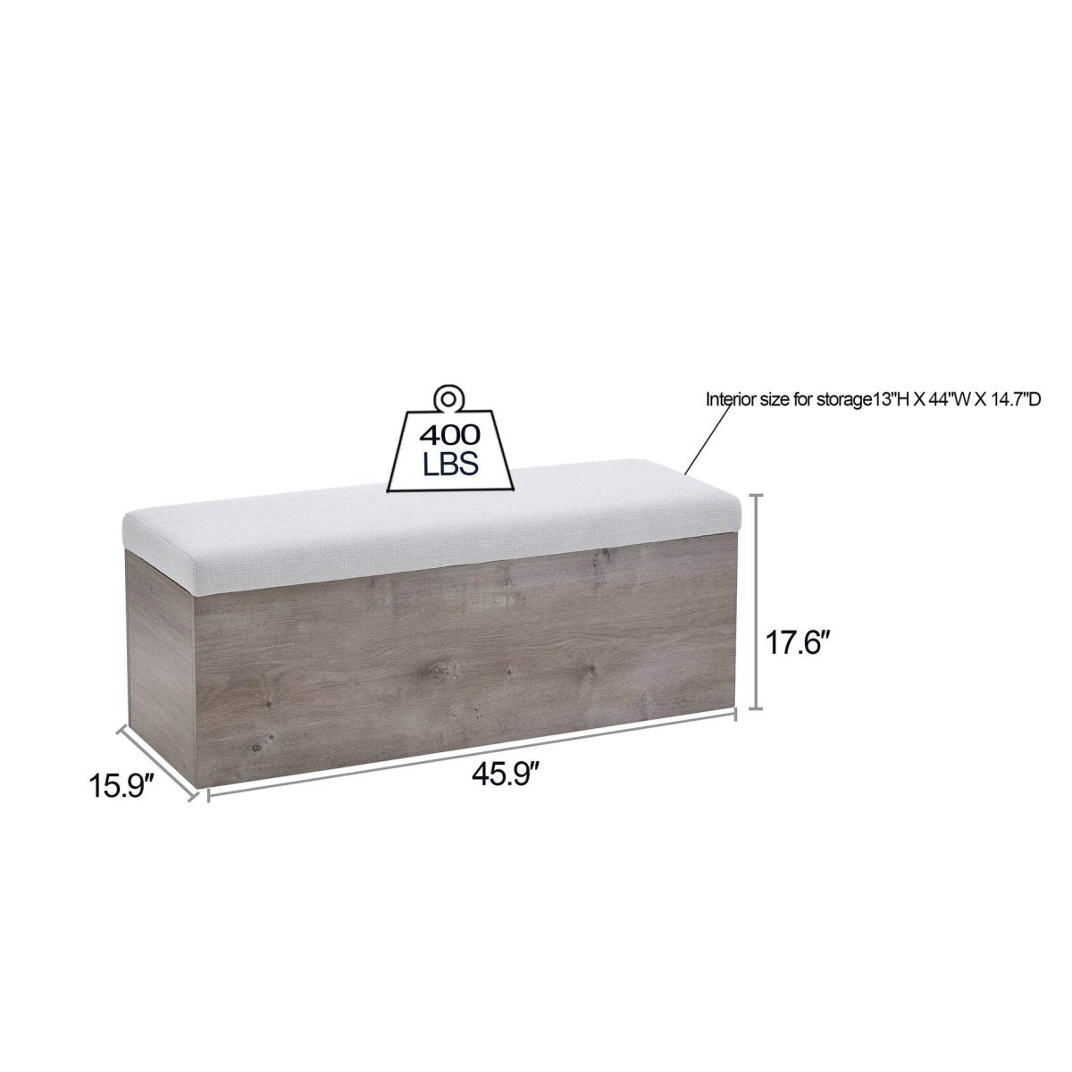 Ivory Canvas Upholstered Flip Top Storage Bench - Veluna - Omega Lifestyles