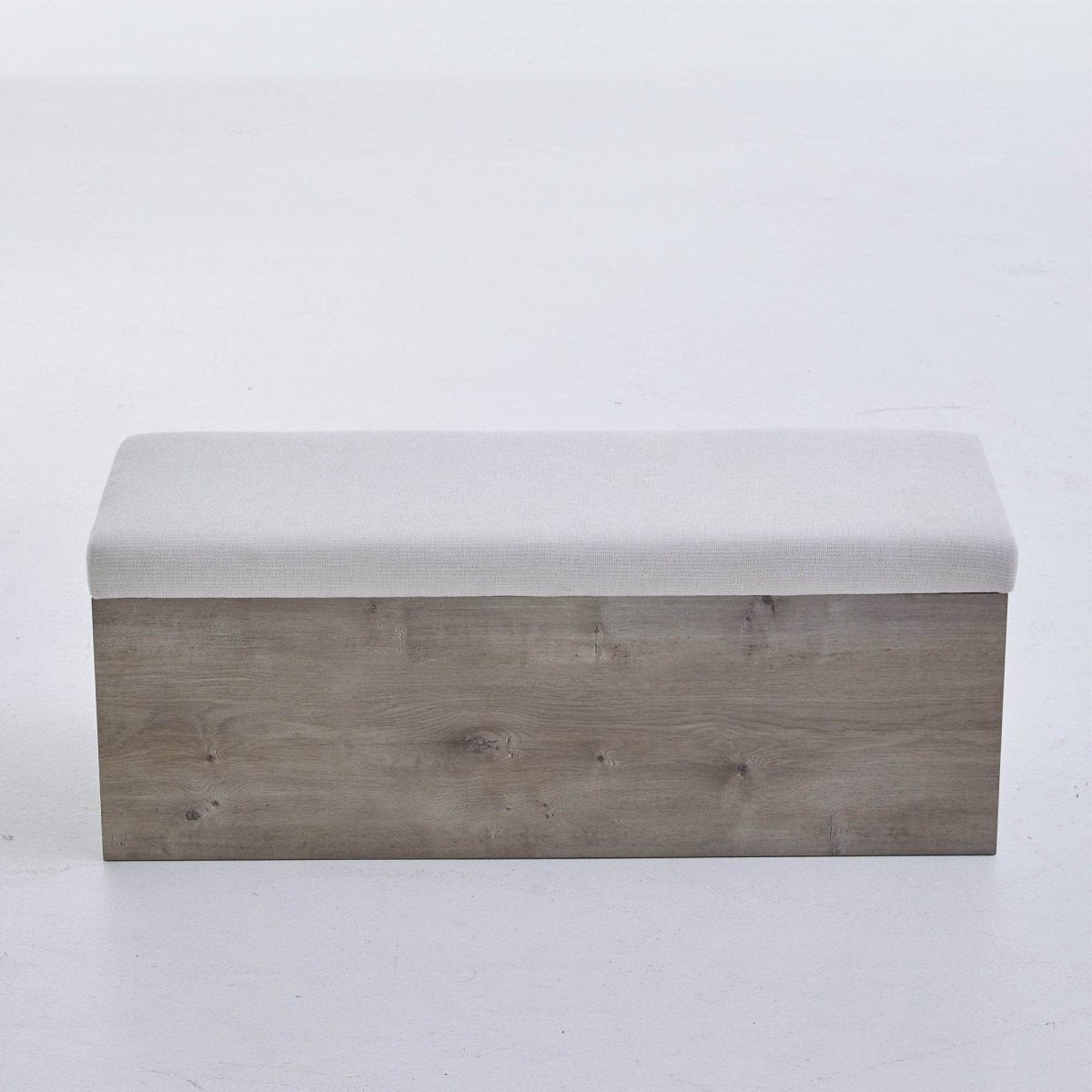 Ivory Canvas Upholstered Flip Top Storage Bench - Veluna - Omega Lifestyles