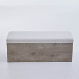 Ivory Canvas Upholstered Flip Top Storage Bench - Veluna - Omega Lifestyles