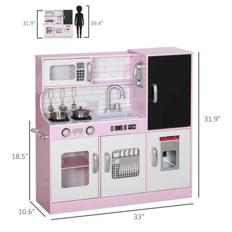 Kids MDF Play Kitchen Set With Accessories and Chalkboard - Veluna - Omega Lifestyles