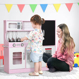 Kids MDF Play Kitchen Set With Accessories and Chalkboard - Veluna - Omega Lifestyles