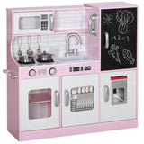 Kids MDF Play Kitchen Set With Accessories and Chalkboard - Veluna - Omega Lifestyles
