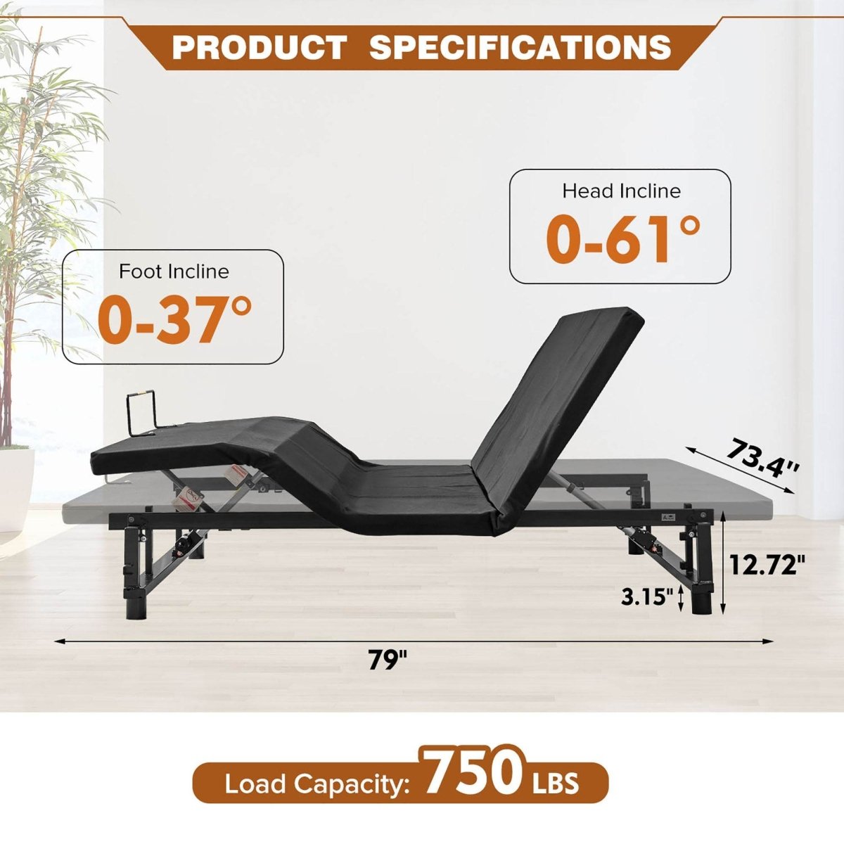 King Adjustable Metal Bed Frame With Wireless Remote - Veluna - Omega Lifestyles