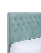King Blue Upholstered Solid Wood Bed Frame - Veluna - Omega Lifestyles