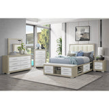 King Modern Rubber Wood Panel Bed Frame With Storage - Veluna - Omega Lifestyles