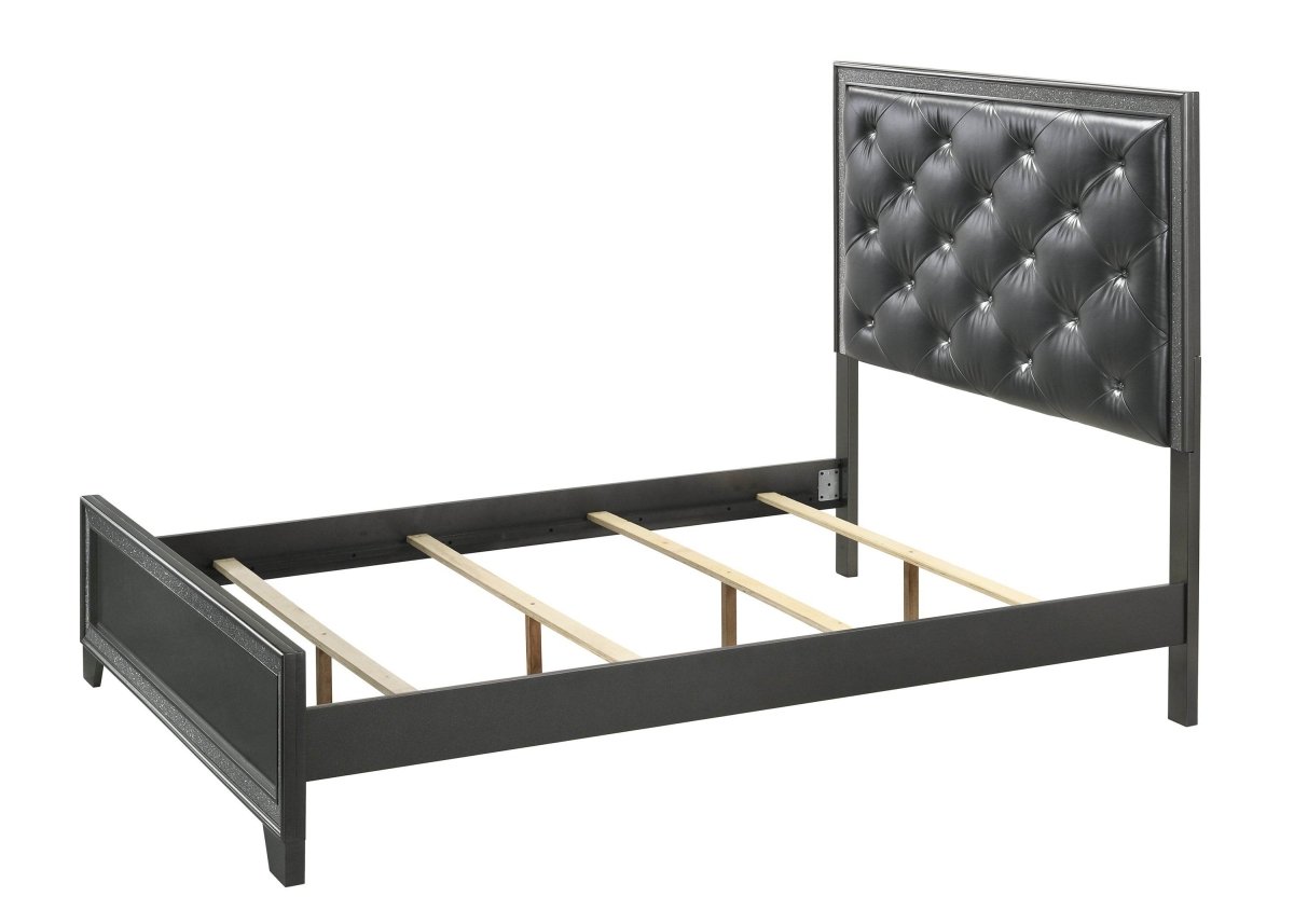 King Plush Tufted Upholstery Wood Panel Bed Frame - Veluna - Omega Lifestyles