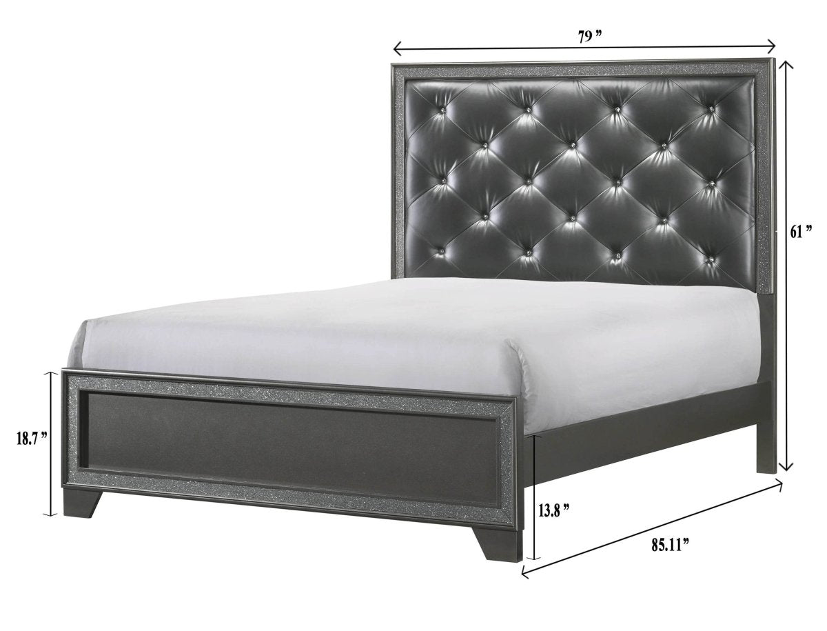 King Plush Tufted Upholstery Wood Panel Bed Frame - Veluna - Omega Lifestyles