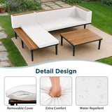L-Shaped Acacia Wood Outdoor Patio Sofa Set With Cushions - Sleep Galleria