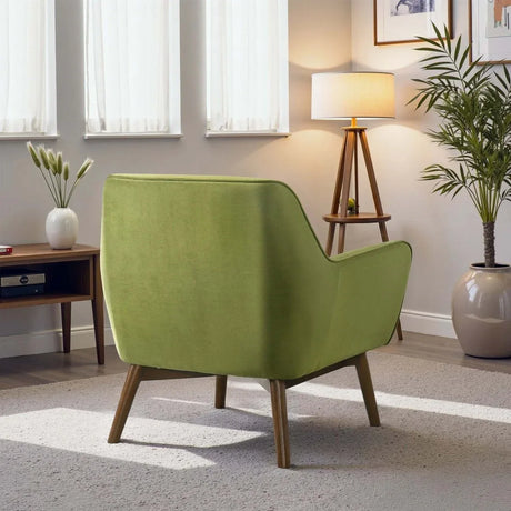Mid-Century Modern Green Velvet Accent Chair - Omega Lifestyles