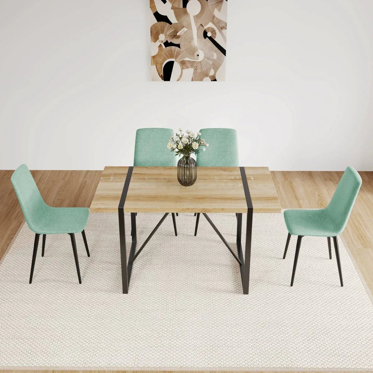 Mid-Century Modern MDF 5-Piece Dining Table Chair Set - Omega Lifestyles