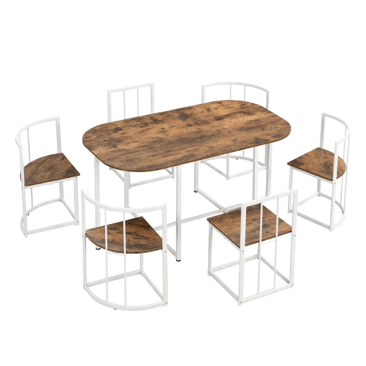 Modern 7-Piece Iron Frame Dining Table Set for 6 - Omega Lifestyles