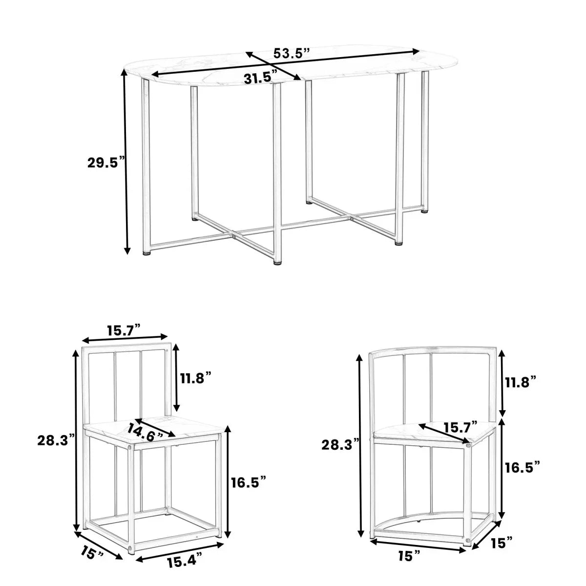 Modern 7-Piece Iron Frame Dining Table Set for 6 - Omega Lifestyles