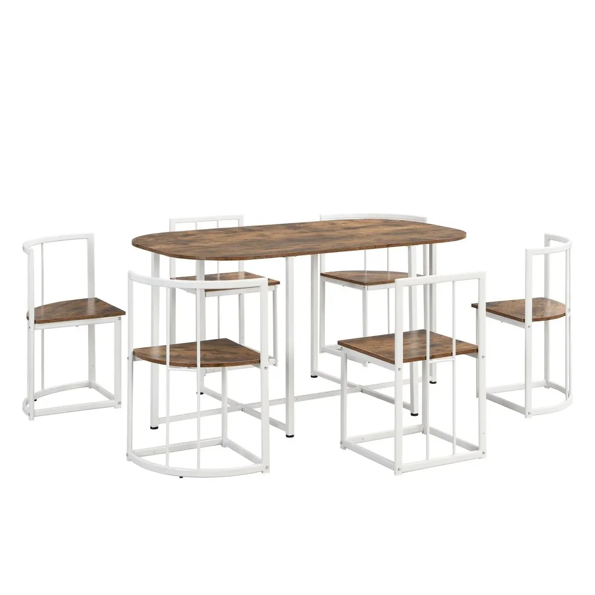 Modern 7-Piece Iron Frame Dining Table Set for 6 - Omega Lifestyles
