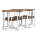 Modern 7-Piece Iron Frame Dining Table Set for 6 - Omega Lifestyles