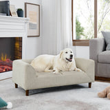 Modern Beige Linen Pet Sofa With Armrests Backrest - Veluna - Omega Lifestyles