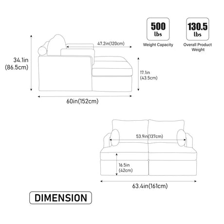 Modern Green Chenille Modular Sofa Bed With Metal Legs - Omega Lifestyles
