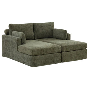 Modern Green Chenille Modular Sofa Bed With Metal Legs - Omega Lifestyles