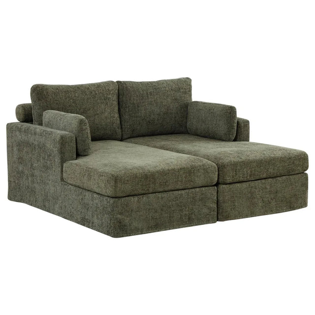 Modern Green Chenille Modular Sofa Bed With Metal Legs - Omega Lifestyles
